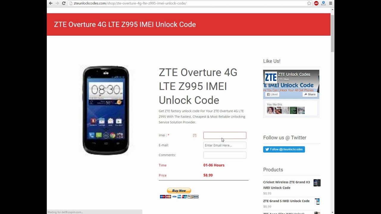 unlock code for zte